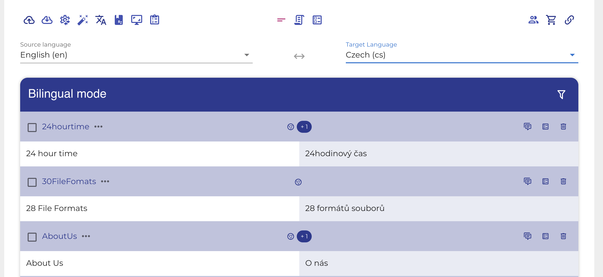 Language Monster dual edit mode — translator and source text side by side